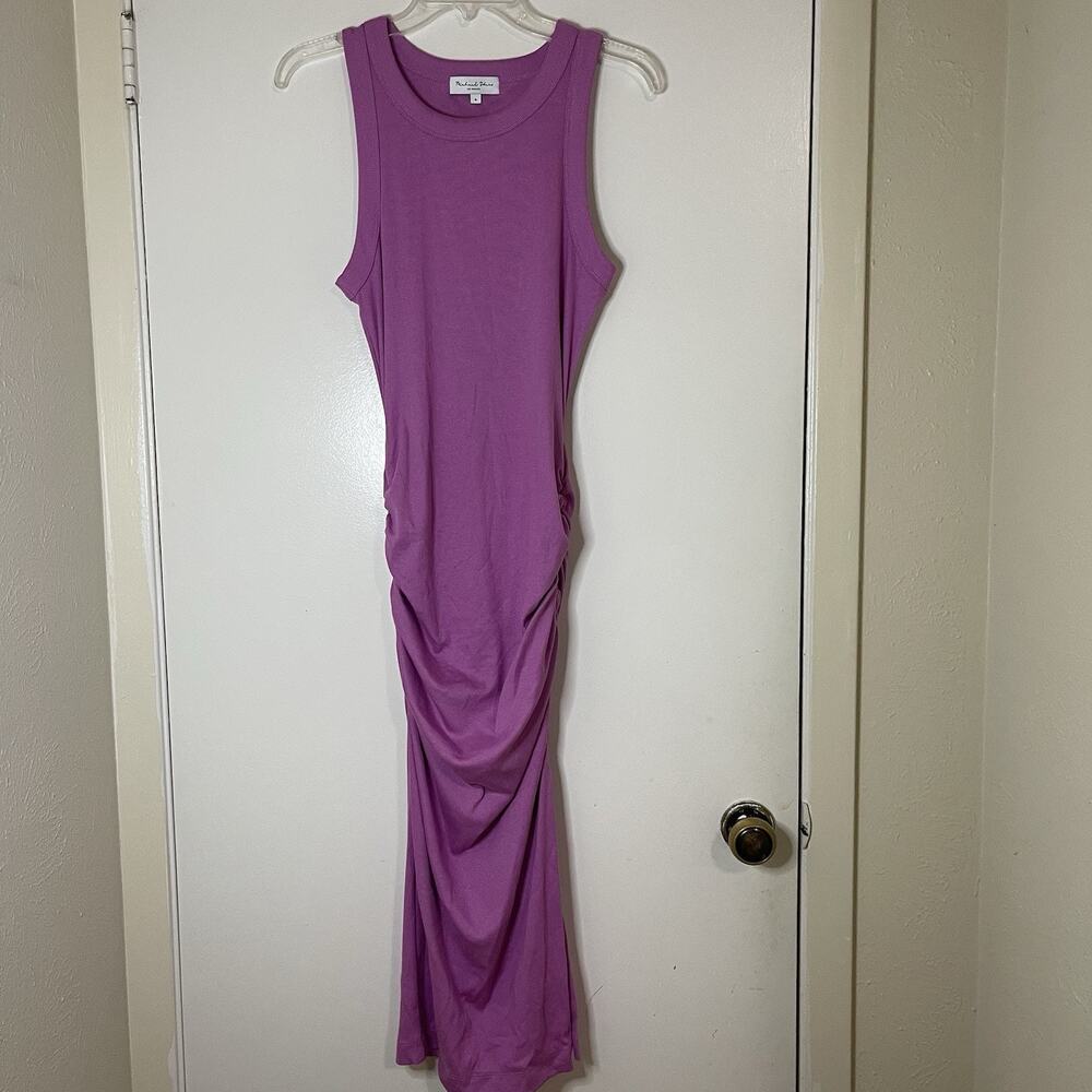Michael Stars Wren Midi ruched ribbed tank dress fuchsia purple small